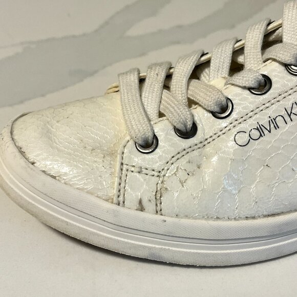 Calvin Klein White Snakeskin Michaela 2 Sneakers – Size 9 - Picture 11 of 15